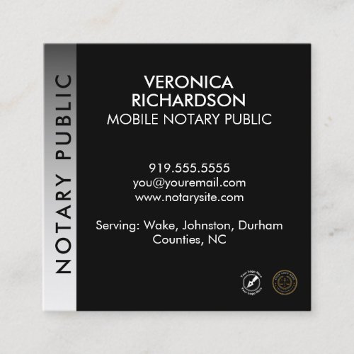 Professional Black  White Gradient Notary QR Code Square Business Card