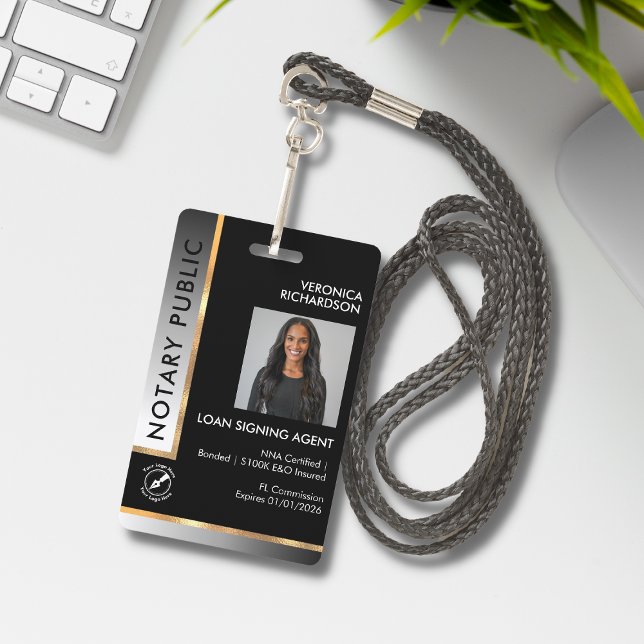 Professional Black & White Gradient Photo Notary  Badge (Creator Uploaded)