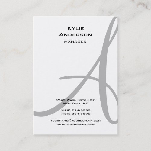 Professional Black White Gray Calligraphy Monogram Business Card