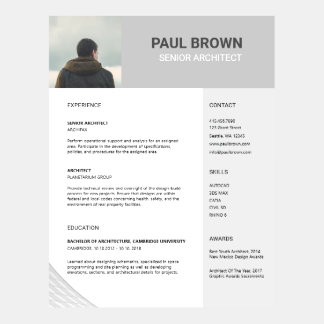 Professional Black & White Grid Style Resume Template