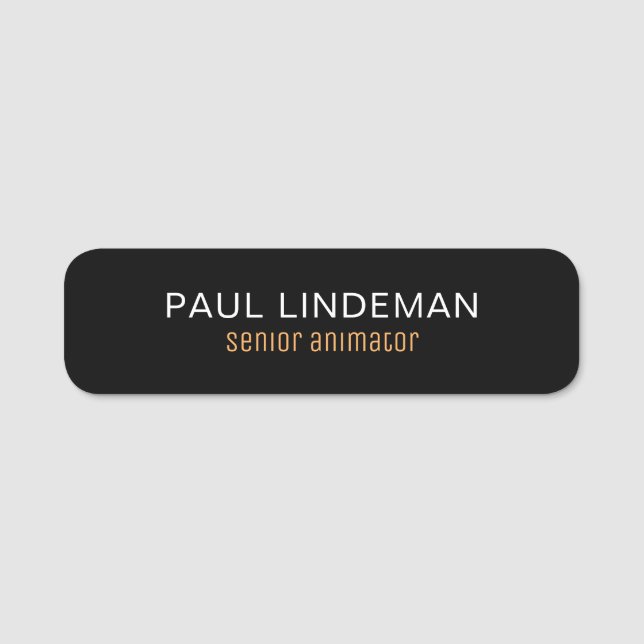 Professional Black & White Identity Classic  Name Tag (Front)