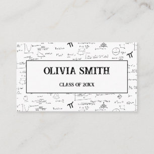 Professional Black White Math Formulas Graduate  Business Card