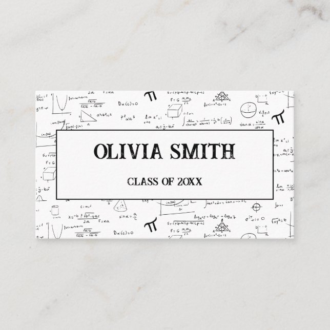 Professional Black White Math Formulas Graduate  Business Card (Front)
