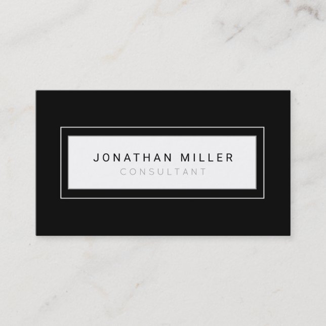 Professional Black & White Minimalist Frame Business Card (Front)