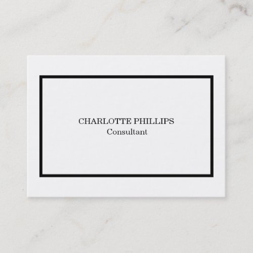 Professional Black  White Minimalist Plain Business Card