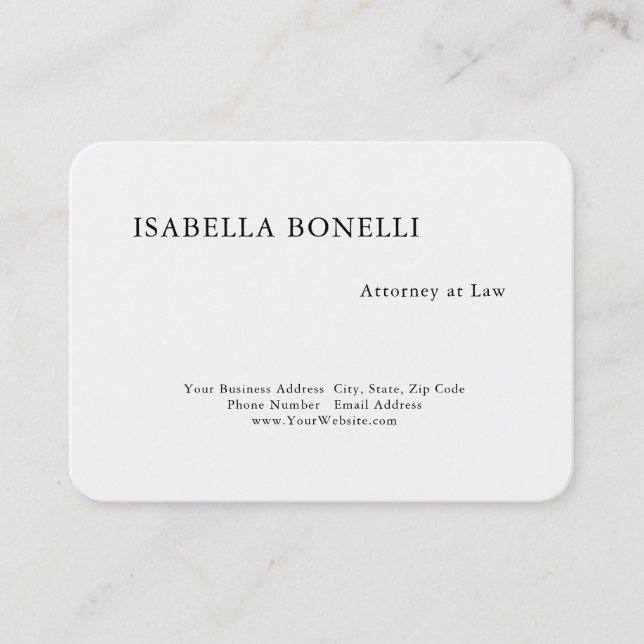 Professional Black White Minimalist Plain Creative Business Card (Front)