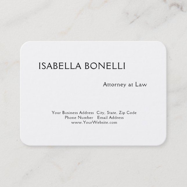 Professional Black White Minimalist Plain Creative Business Card (Front)