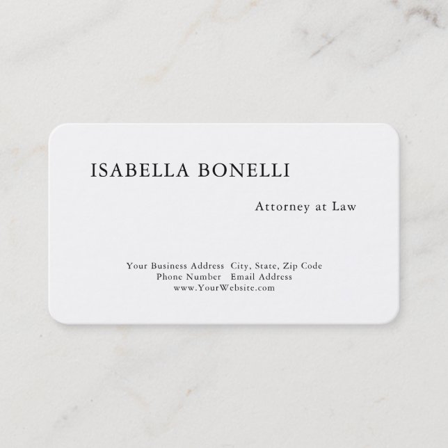 Professional Black White Minimalist Plain Creative Business Card (Front)