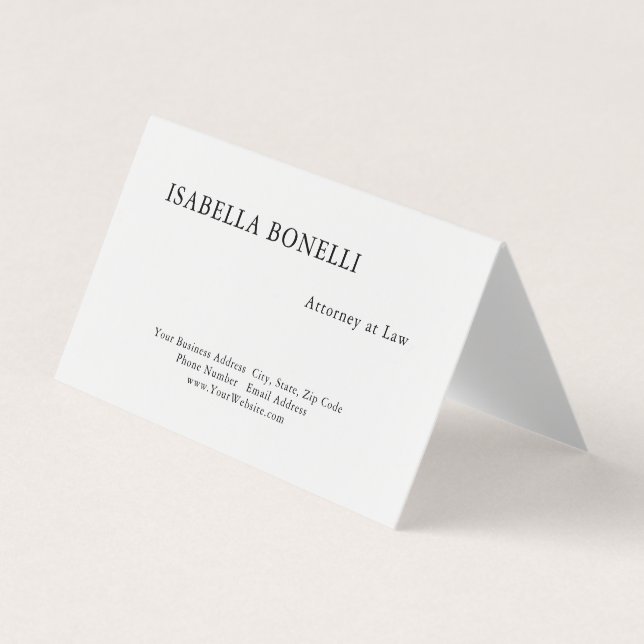 Professional Black White Minimalist Plain Creative Business Card (Front)