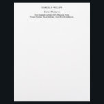 Professional Black White Minimalist Plain Creative Letterhead<br><div class="desc">Easy Editing Tools. Different Card Types and Sizes,  Color and Font Choices.</div>
