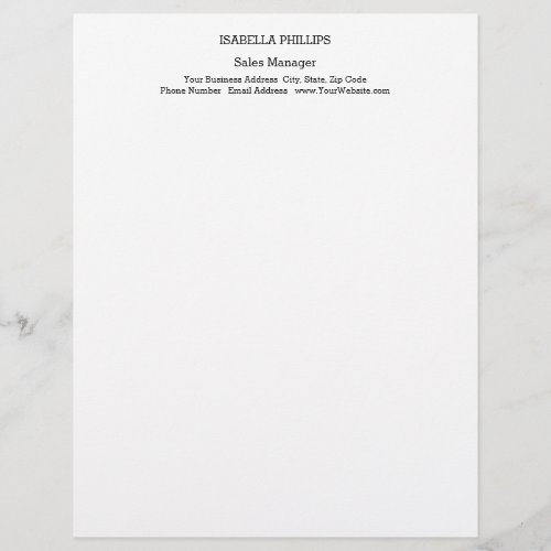 Professional Black White Minimalist Plain Creative Letterhead