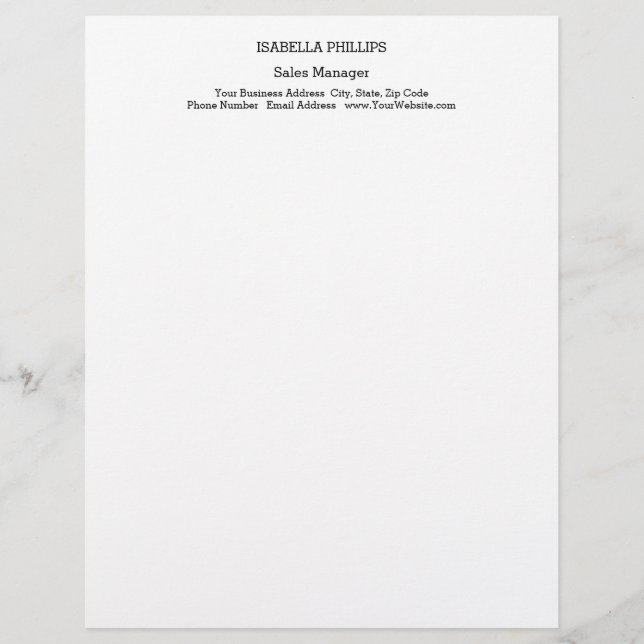 Professional Black White Minimalist Plain Creative Letterhead (Front)