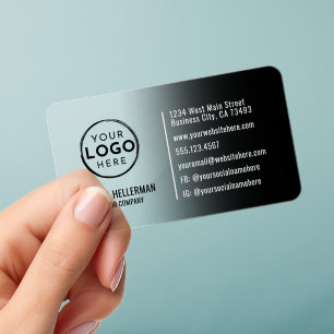 Professional Black White Modern Company Logo Clear Business Cards