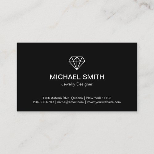 Professional Black White Modern Diamond Logo Business Card