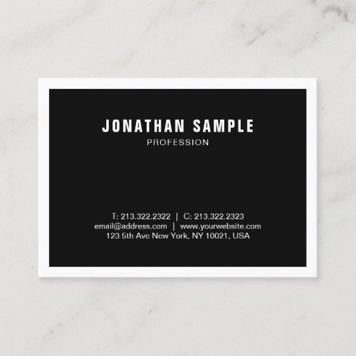 Professional Black White Modern Simple Elegant Business Card
