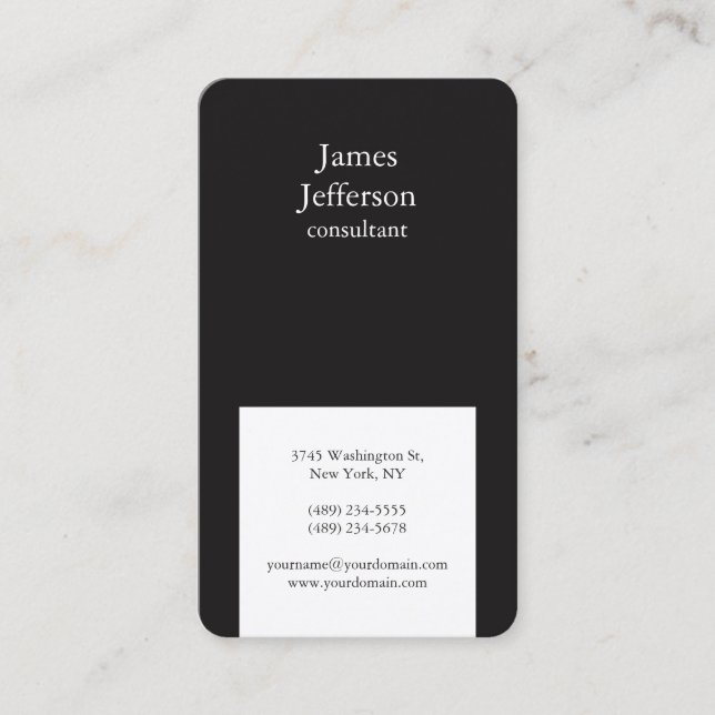 Professional Black & White Modern Stylish Trendy Business Card (Front)