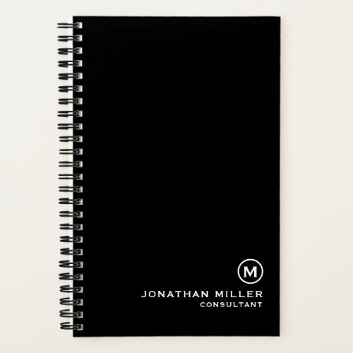 Professional Black White Monogram 55 x 85 Notebook