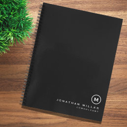 Professional Black &amp; White Monogram Initial Notebook