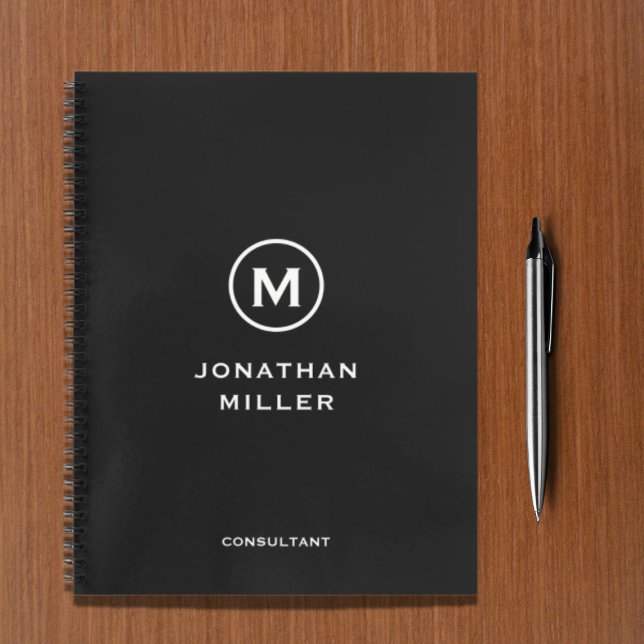 Professional Black White Monogram Initial Notebook (Creator Uploaded)
