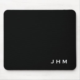 Professional Black &amp; White Monogram Initials Mouse Pad