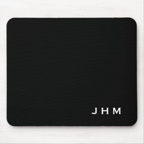 Professional Black  White Monogram Initials Mouse Pad