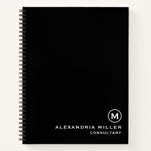 Professional Black White Monogram Notebook