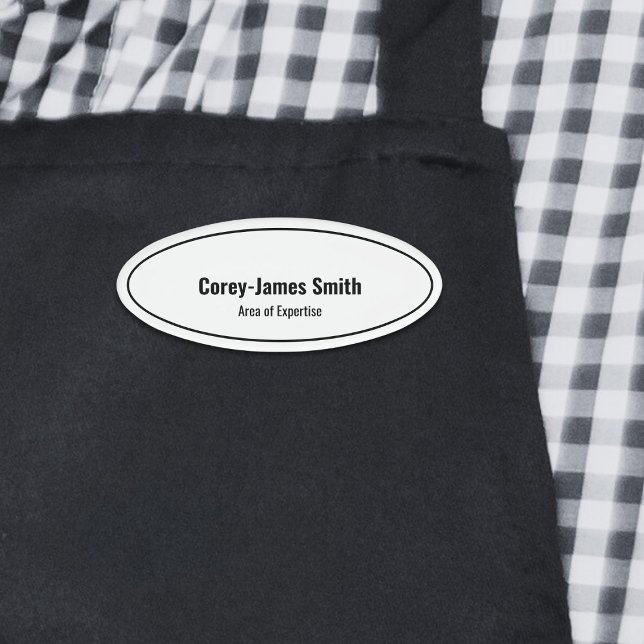 Professional Black White Name Expertise Oval Tag (Professional Black White Name Expertise Oval Name Tag)