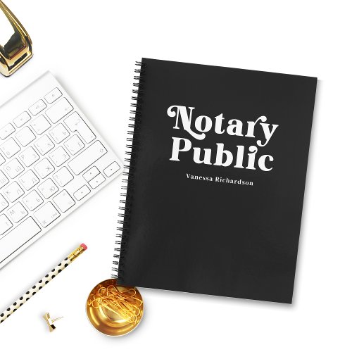 Professional Black  White Notary Personalized  Notebook