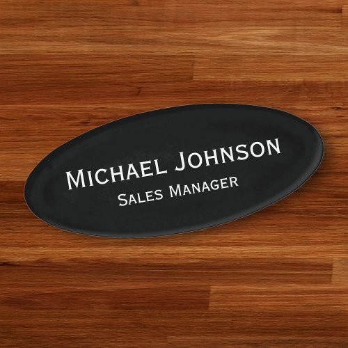 Professional Black White Office Executive Magnetic Name Tag