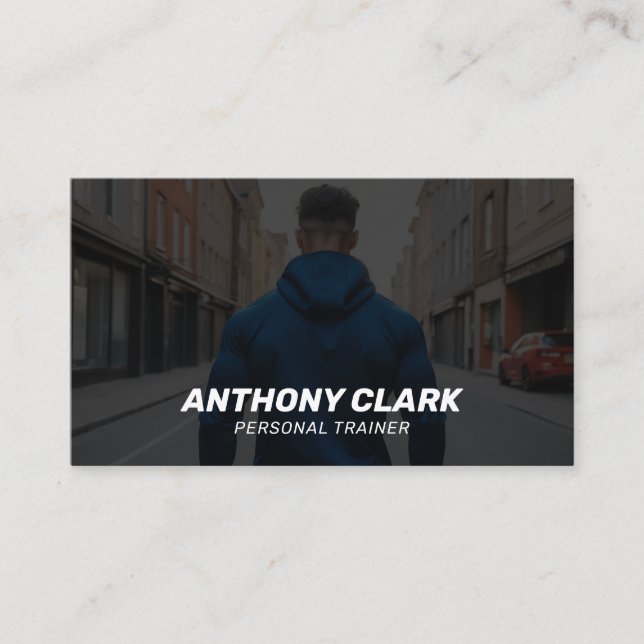Professional Black & White Personal Trainer Business Card (Front)