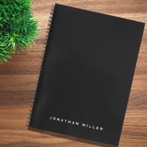 Professional Black White Personalized Name Notebook