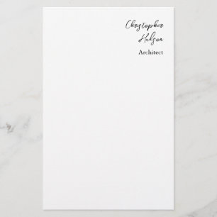 Professional Black White Plain Architect Stationery