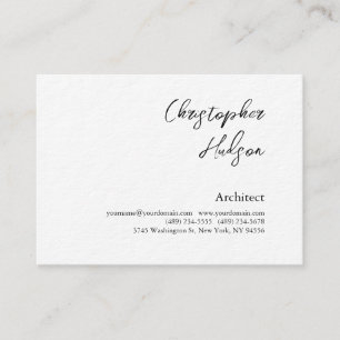 Professional Black White Plain Architect Thick Business Card