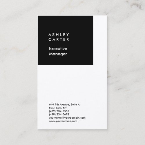 Professional black white plain minimalist modern business card