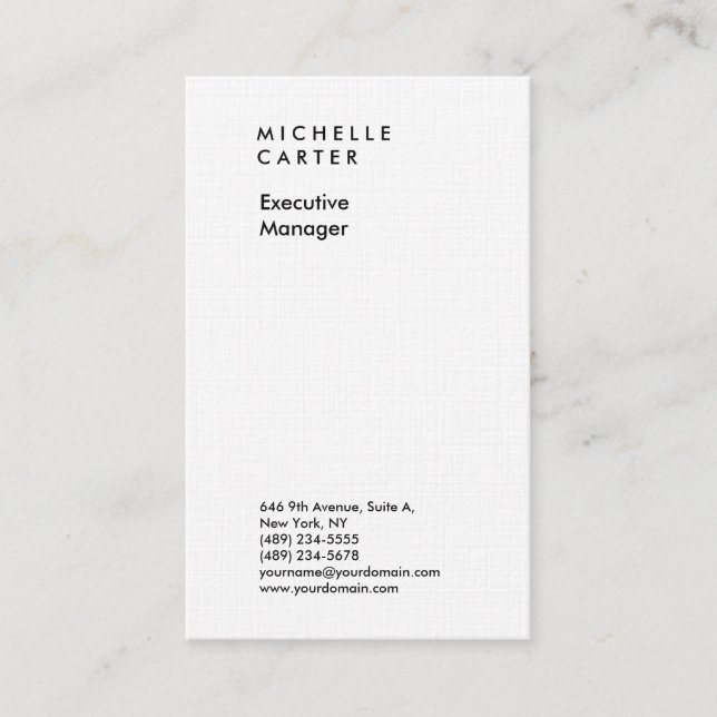 Professional black & white plain minimalist modern business card (Front)