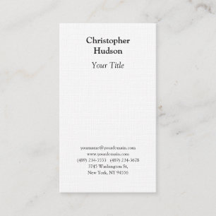 Professional Black & White Plain Premium Linen Business Card