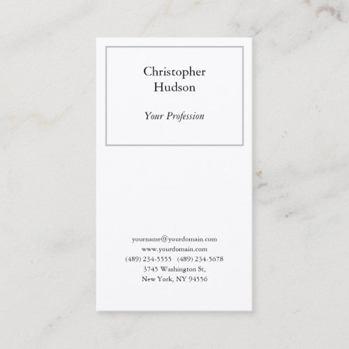 Professional Black  White Plain Premium Silk Business Card