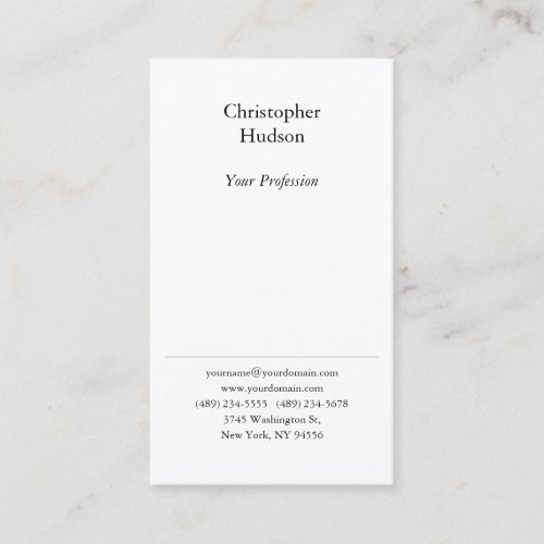 Professional Black  White Plain Premium Silk Business Card