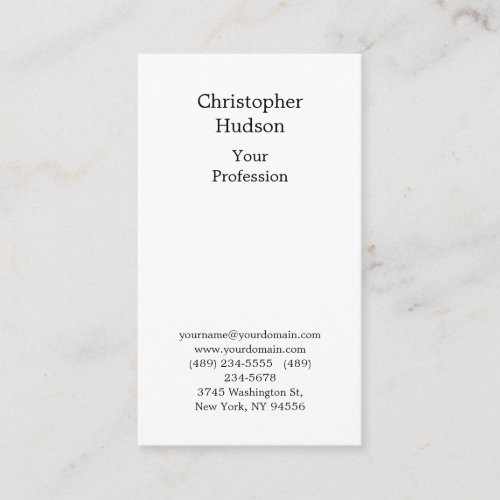 Professional Black  White Plain Premium Silk Business Card