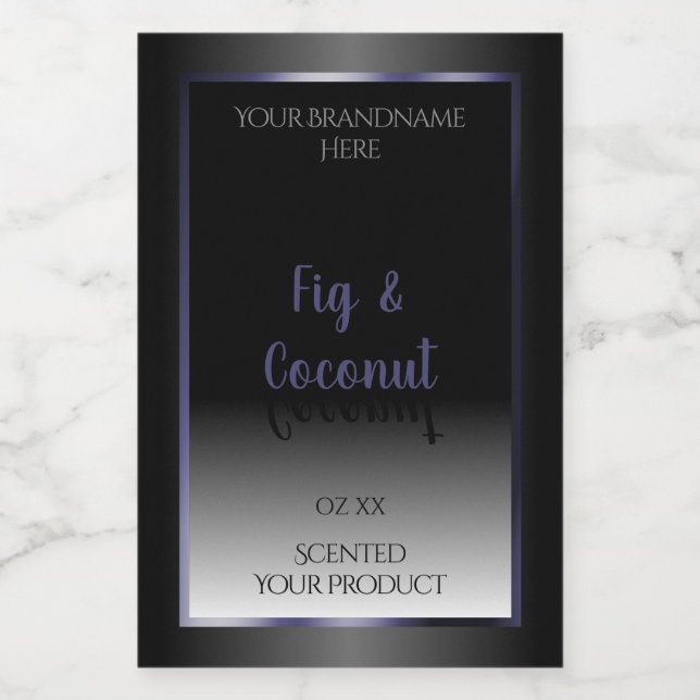 Professional Black White Product Labels Blue Frame (Single Label)