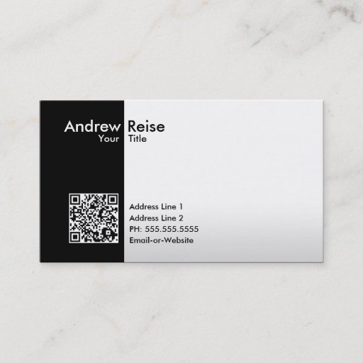 Customizable professional black/white QR code Business Card Template