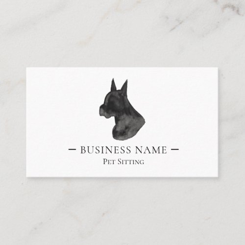 Professional Black White Silhouette Pet Sitting Business Card