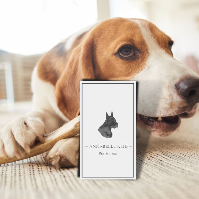 Professional Black White Silhouette Pet Sitting Business Card (Creator Uploaded)