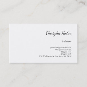 Professional Black White Simple Plain Architect Business Card