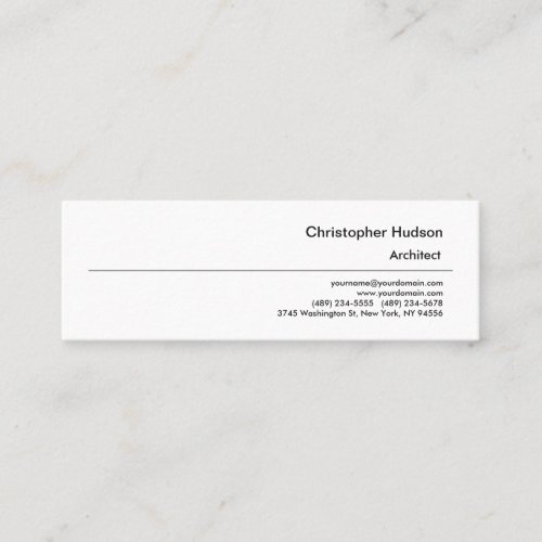 Professional Black White Simple Plain Architect Mini Business Card