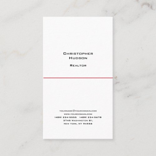 Professional Black White Simple Plain Real Estate Business Card