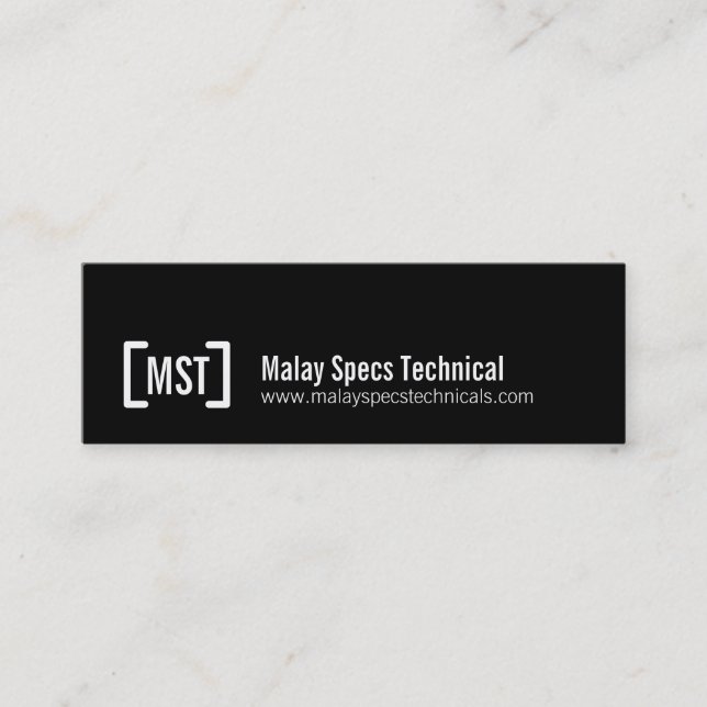 Professional black & white skinny business card (Front)