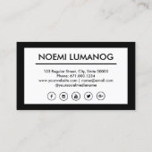 Professional Black & White Social Media Business Card (Back)