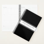 Professional Black & White Stripe | Name & Year Planner<br><div class="desc">Modern professional planner features a simple black and white design with custom name in a coordinating white banner with a double gray stripe with white accents and black text. Shown with a custom name and year on the front in modern typography, this personalized planner is designed with custom text. You...</div>