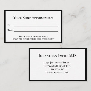 Professional Black White Template Doctor's Office Appointment Card